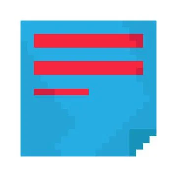 Note paper document text page pixel art style icon blue red colors Illustration