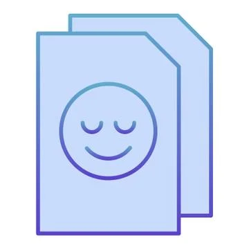 Note paper flat icon. List blue icons in trendy flat style. Sheet with smiley Stock Illustration