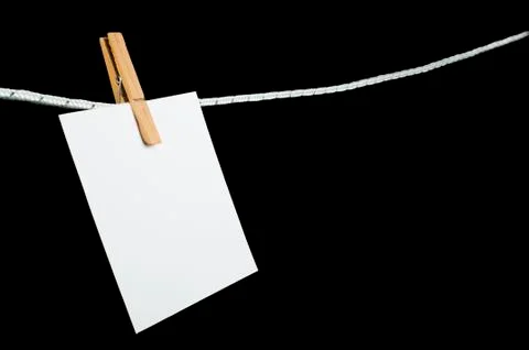 Note paper hooked on a rope Foto stock