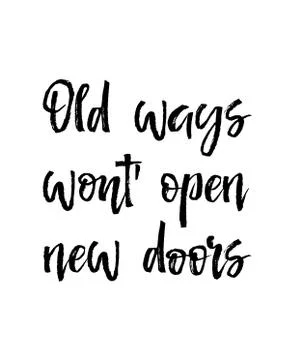 Note paper with motivation text old ways wont open new doors, vector Stockillustratie