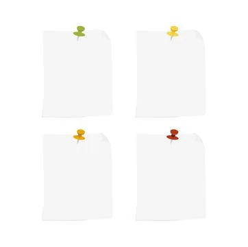 Note paper with multi-colored pushpins and clothespins Stock Illustration