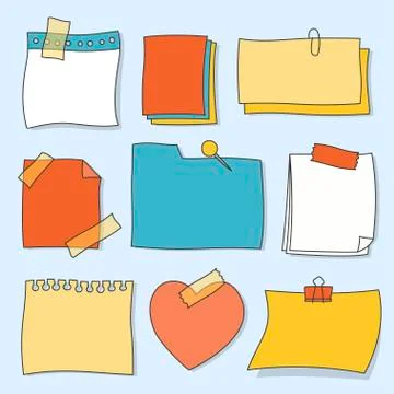 Note paper or sticky note vector set Stock Illustration