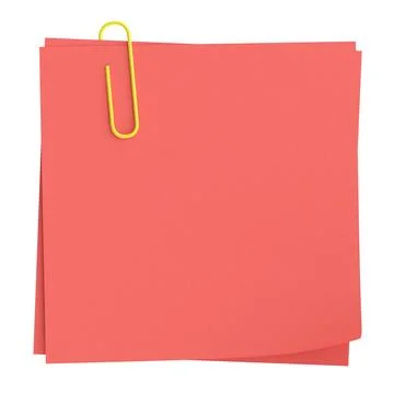 Note paper with paper clip. 3D illustration. Stock Illustration
