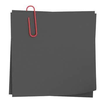 Note paper with paper clip. 3D illustration. Stock Illustration