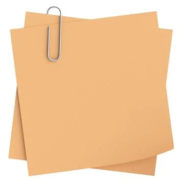 Note paper with paper clip. 3D illustration. Stock Illustration