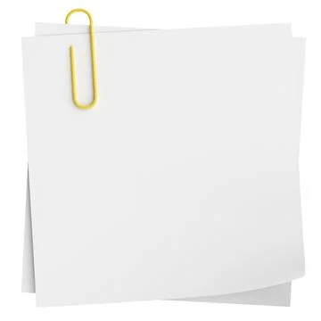 Note paper with paper clip. 3D illustration. Stock Illustration