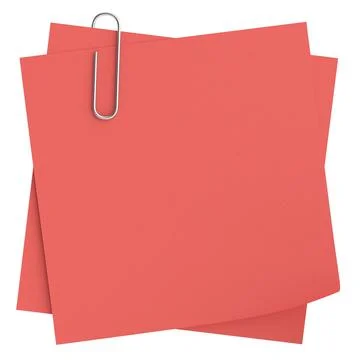Note paper with paper clip. 3D illustration. Stock Illustration
