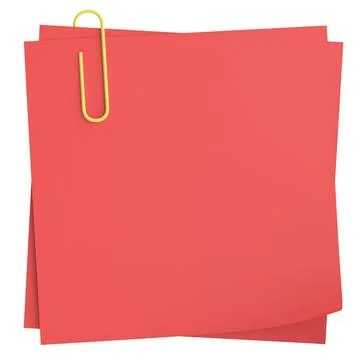 Note paper with paper clip. 3D illustration. Stock Illustration