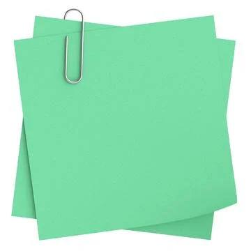 Note paper with paper clip. 3D illustration. Stock Illustration