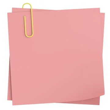 Note paper with paper clip. 3D illustration. Stock Photos