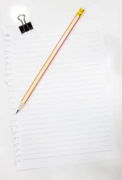 Note paper with pencil on notebook Stock Photos