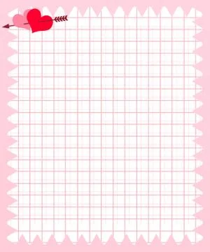 Note Paper of Pink Square with Heart and Arrow Stock Illustration