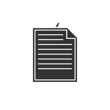Note paper with pinned pushbutton icon isolated. Memo paper sign. Flat design Illustrazione stock