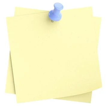 Note paper with push pin. 3D illustration. Stock Illustration