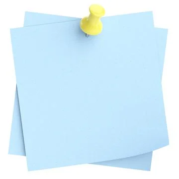 Note paper with push pin. 3D illustration. Stock Illustration