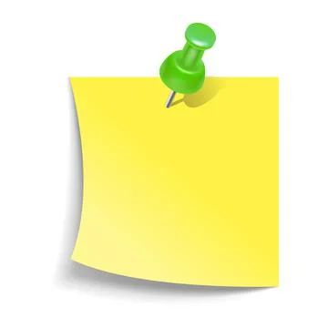 Note paper with push pin icon, realistic style Stock Illustration