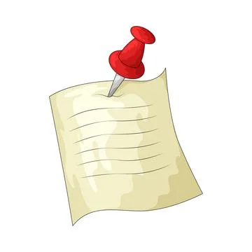 Note paper with push pin illustration Stock Illustration