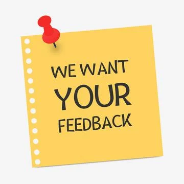 Note paper with push pin. Sheet, sticky note or notebook page with text We want Stock Illustration