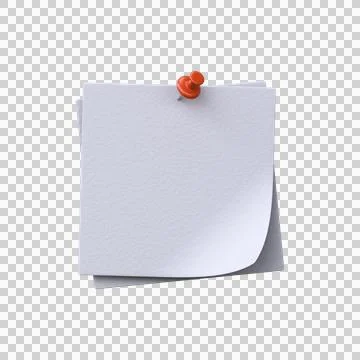 Note paper with pushbutton, 3d illustration. Illustrazione stock