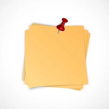 Note paper stack with pin Stock Illustration