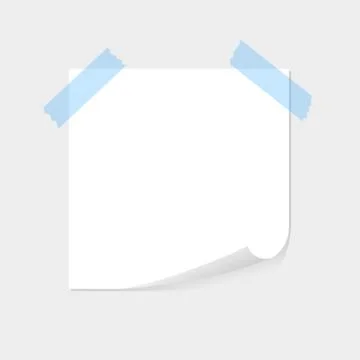 Note paper stuck by blue sticky tape, sellotape with space for text or messag Stock Illustration