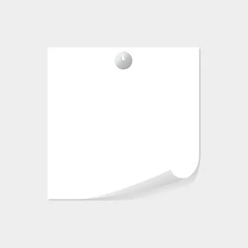 Note paper tacked by thumbtack with space for text or message on grey backgro Stock Illustration