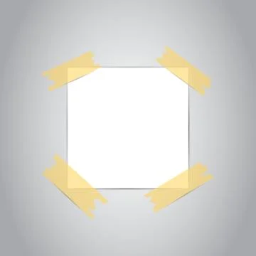 Note papers. Blank paper with yellow sticker isolated on grey background. Vec Stock Illustration