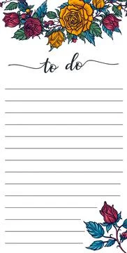 Note papers, to do lists, sticker templates, decorated with wild english ro.. Stock Illustration