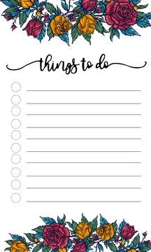 Note papers, to do lists, sticker templates, decorated with wild english ro.. Stock Illustration