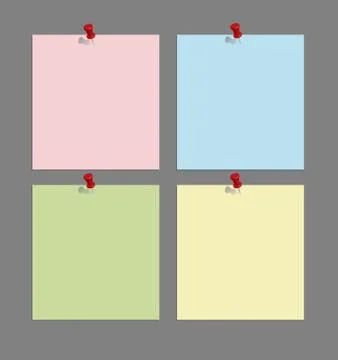 Note papers with push Stock Illustration