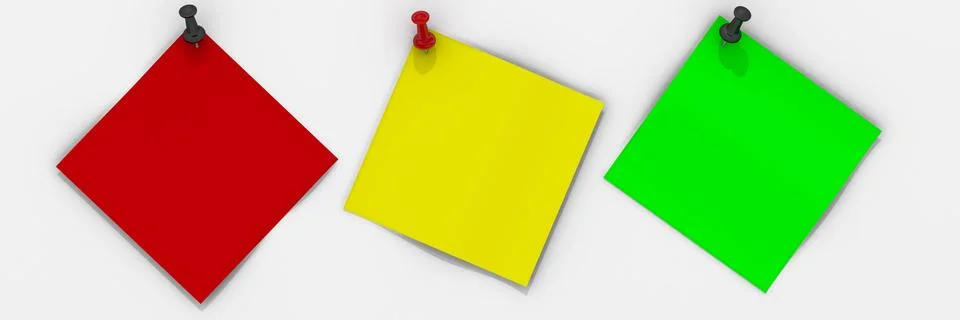 Note papers with pushpin Ilustração Stock