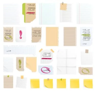 Note papers vector sticker business message planning page of notepad or sheets イラスト素材