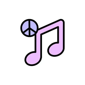 Note, peace icon. Simple color with outline vector elements of flower children Stock Illustration
