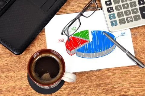 Note pie chart Stock Photos