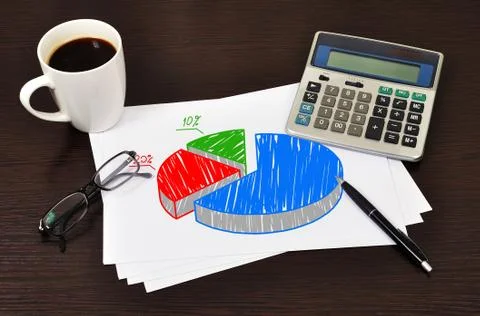 Note pie chart Stock Photos