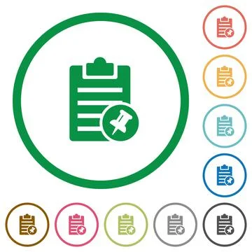 Note pin flat icons with outlines Stock Illustration