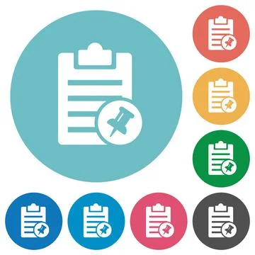 Note pin flat round icons Illustrazione stock