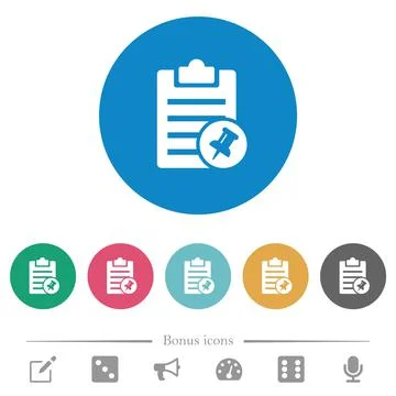 Note pin flat round icons Illustrazione stock