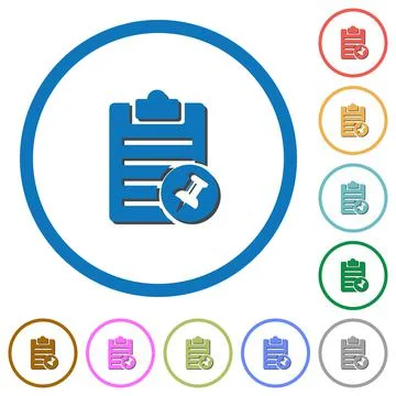 Note pin icons with shadows and outlines Stock Illustration