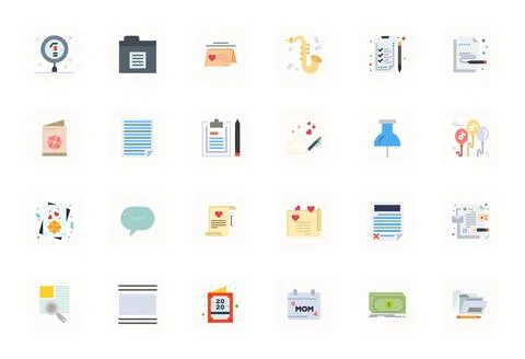 Note Premium Vector Bundle with 24 256x256 Editable Flat Icons Stock Illustration