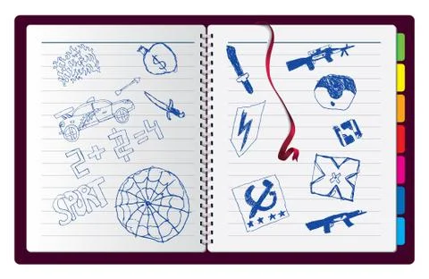 Note with really children's drawing Stock Illustration