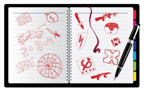 Note with really children's drawing Stock Illustration