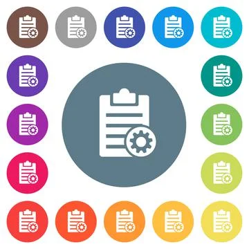 Note settings flat white icons on round color backgrounds Stock Illustration