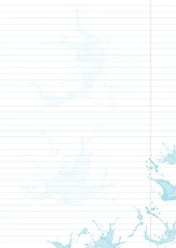 Note sheet with flat splashes and drops Stock Illustration