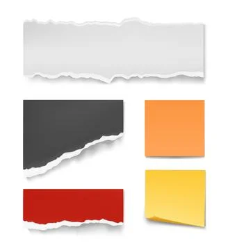 Note sheet. White and colorful pages, sticky notes, notebook or memo sheets Stock Illustration
