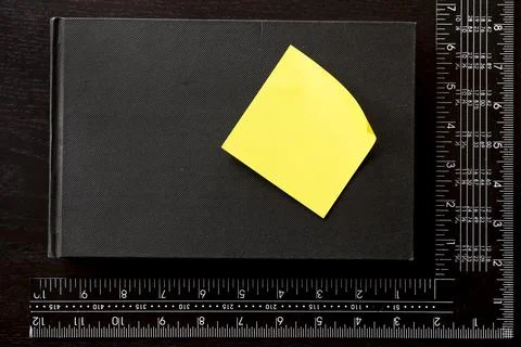 Note sticker, note book and carpenter's square Stock Photos