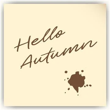 Note sticker page Hello Autumn Handwriting lettering with blob doodle. desi.. Stock Illustration