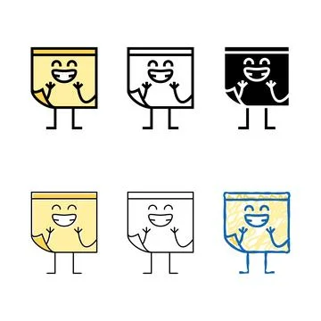 Note sticker school character color icon styles vector Stock Illustration