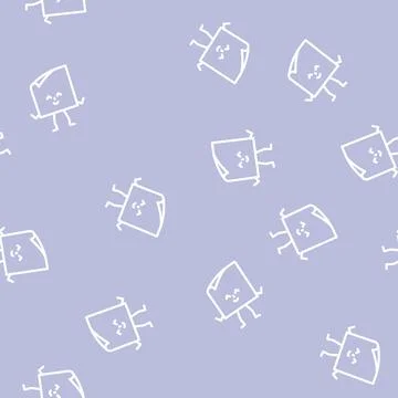 Note sticker school character line vector seamless pattern 스톡 일러스트