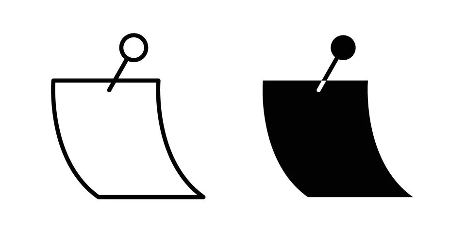 Note sticky icon silhouette vector set. thin line pack Stock Illustration